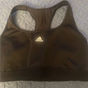 adidas Black Racerback Medium-Support Sports Bra with White Logo